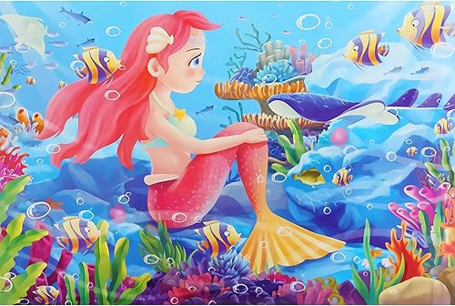 LELEMON Rompecabezas de sirena para niños de 4 a 8 años, rompecabezas de 60 piezas para niños de 3 a 5 años en una caja de metal, juegos de