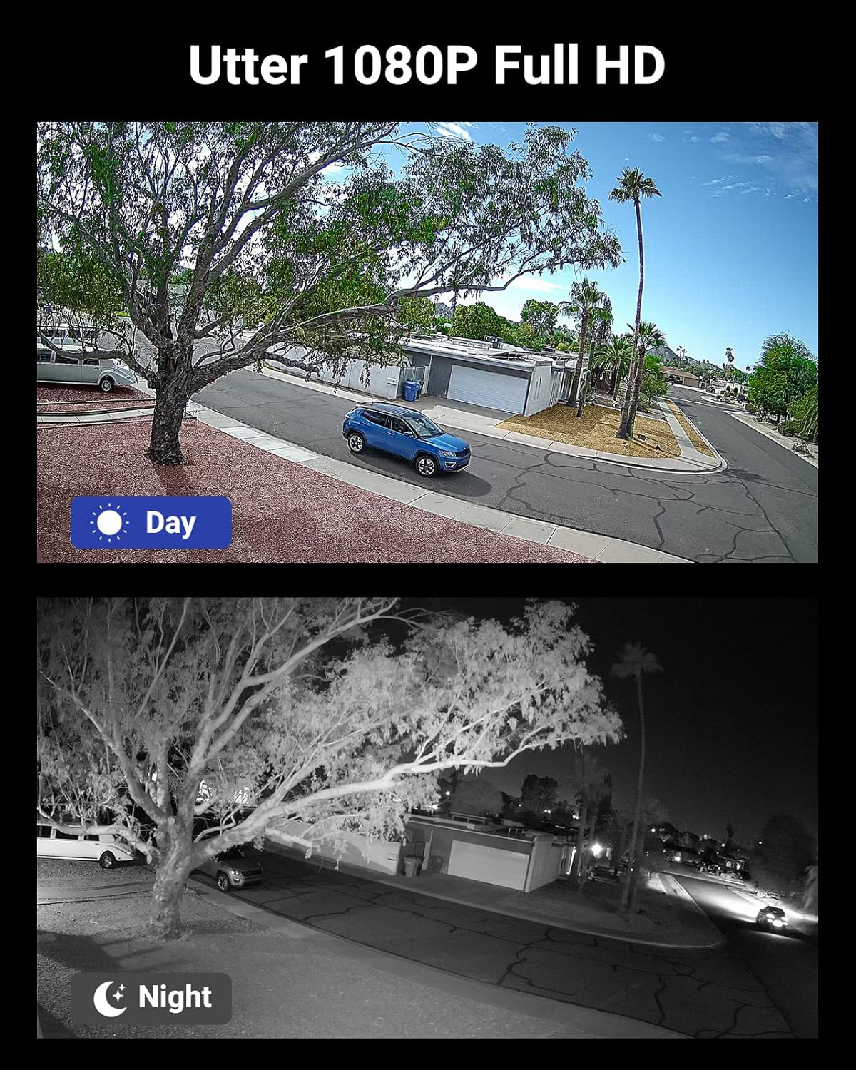Day and night vision comparison from an ANNKE camera.