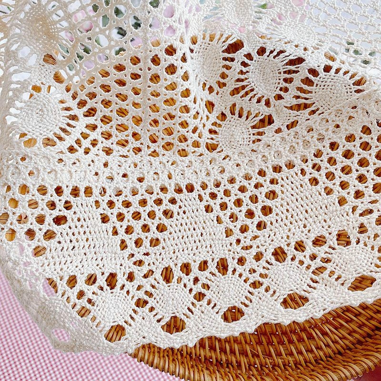 1Pcs Scheibengardinen Beige, Hohl Spitze Häkeln Voile Vorhang, HxB 130x90cm