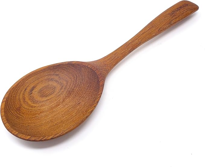 Earlywood Long Handled Wooden Serving Spoon; Large Wood Spoon for Cooking & Serving large portions - Wood Utensils Hand Crafted in USA - Jatoba