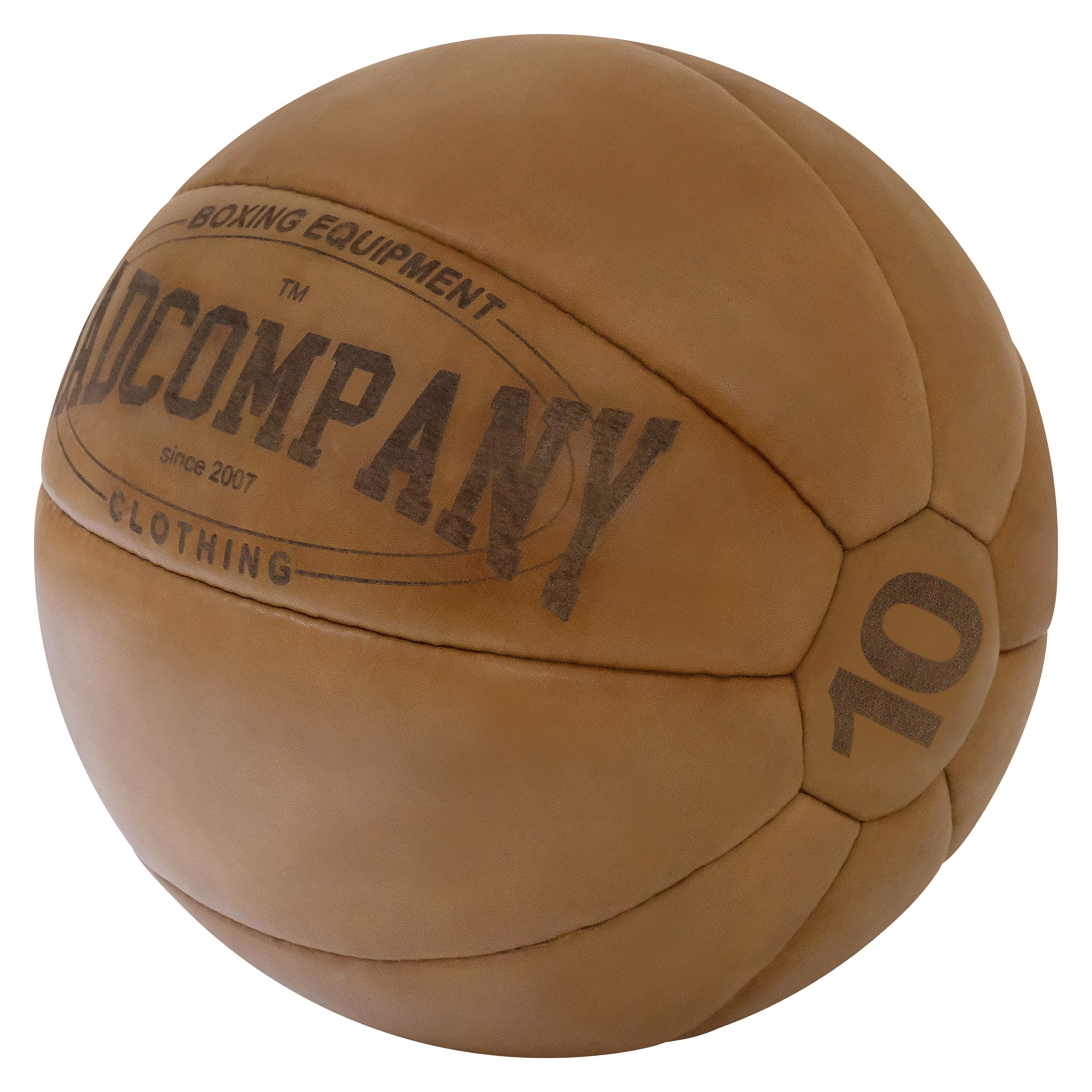 Bad Company Vintage Leder Medizinball in 10 Gewichtsstufen l Vollball aus hochwertigem Echtleder in braun oder schwarz I 1-10 kg