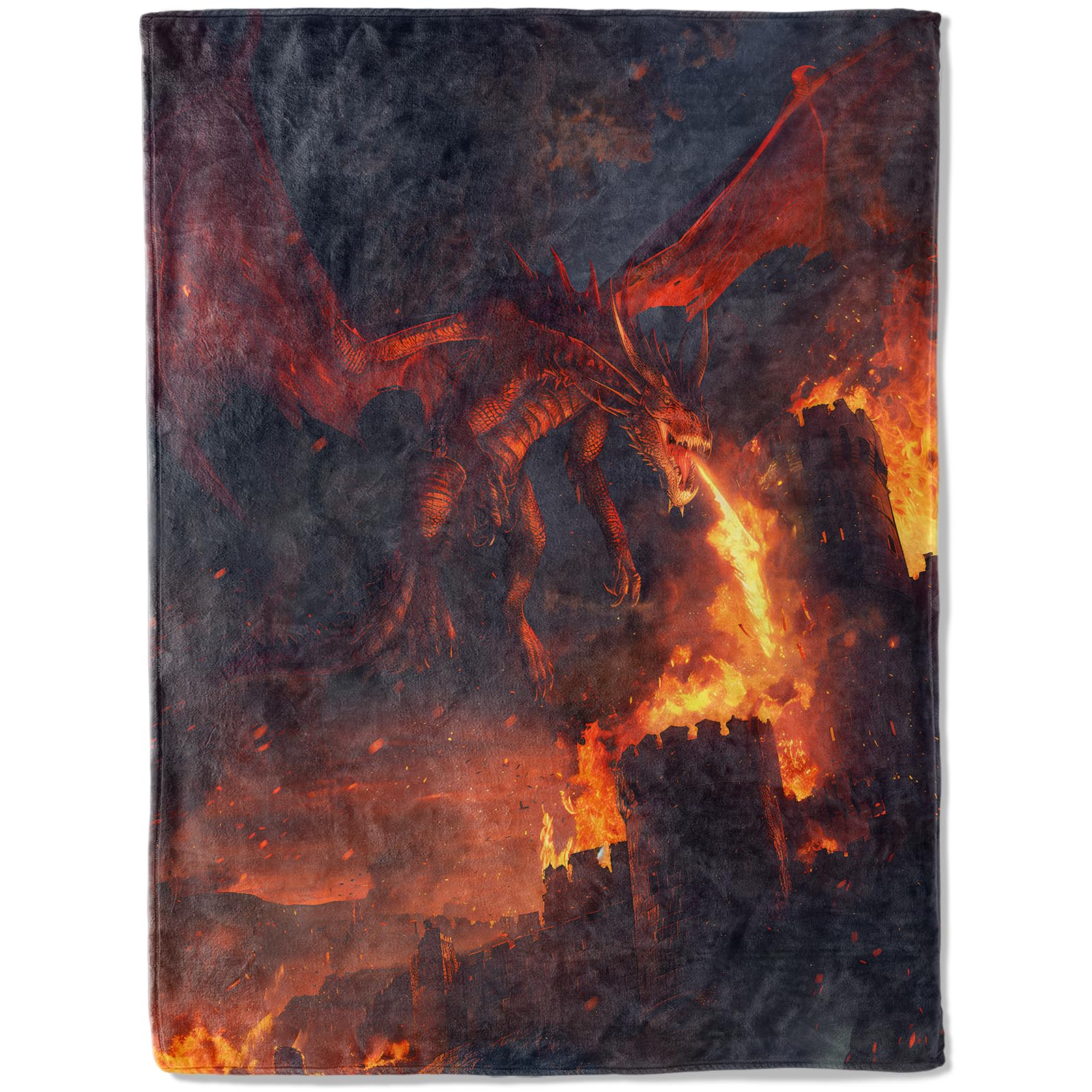 ainori Epic Fire-Breathing Dragon Flannel Blanket - Stunning Animal Throw,Gifts for Kids & Fantasy Lovers, Ultra Soft & Warm,Lightweight,for Couch Bedroom Living Room Boho Decor 60x80in