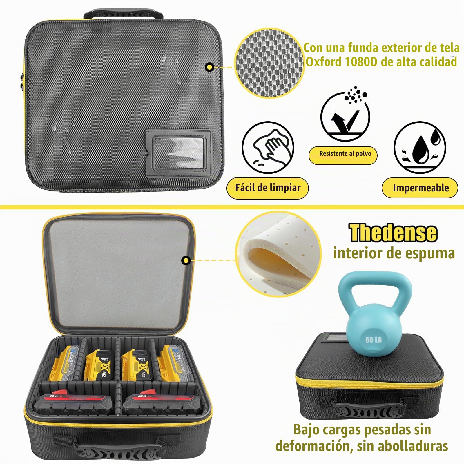 Maletín Herramientas Bolsa Portátil para Baterías y Cargadores | Porta Utensilios con Divisores Ajustables, Caja Electricista, Accesorios Eléctricos, Impermeable Antigolpes, 30 x 26 x 10cm