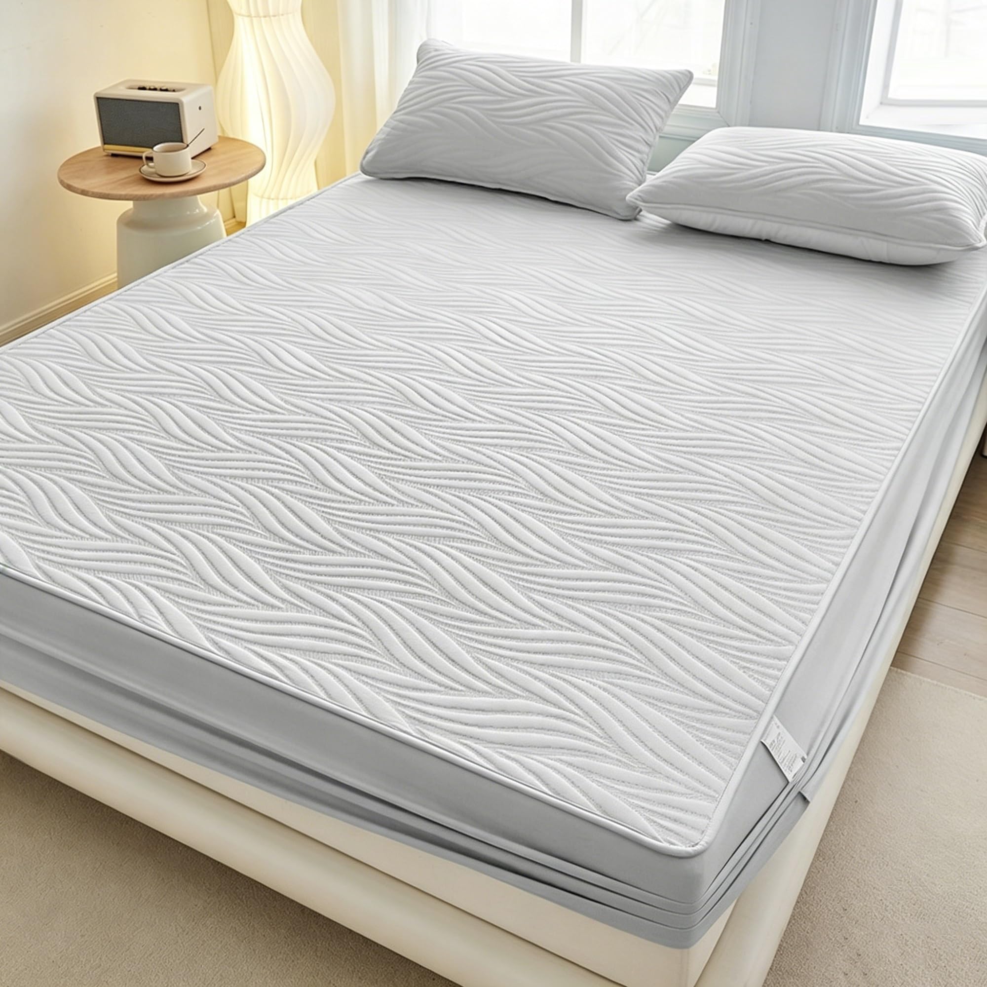Wfxxzl Grey Waterproof Mattress Protector – Encasement Bed Cover, Five-Sided Mattress Cover For Bed, Noiseless Breathable Machine Washable(,California King)
