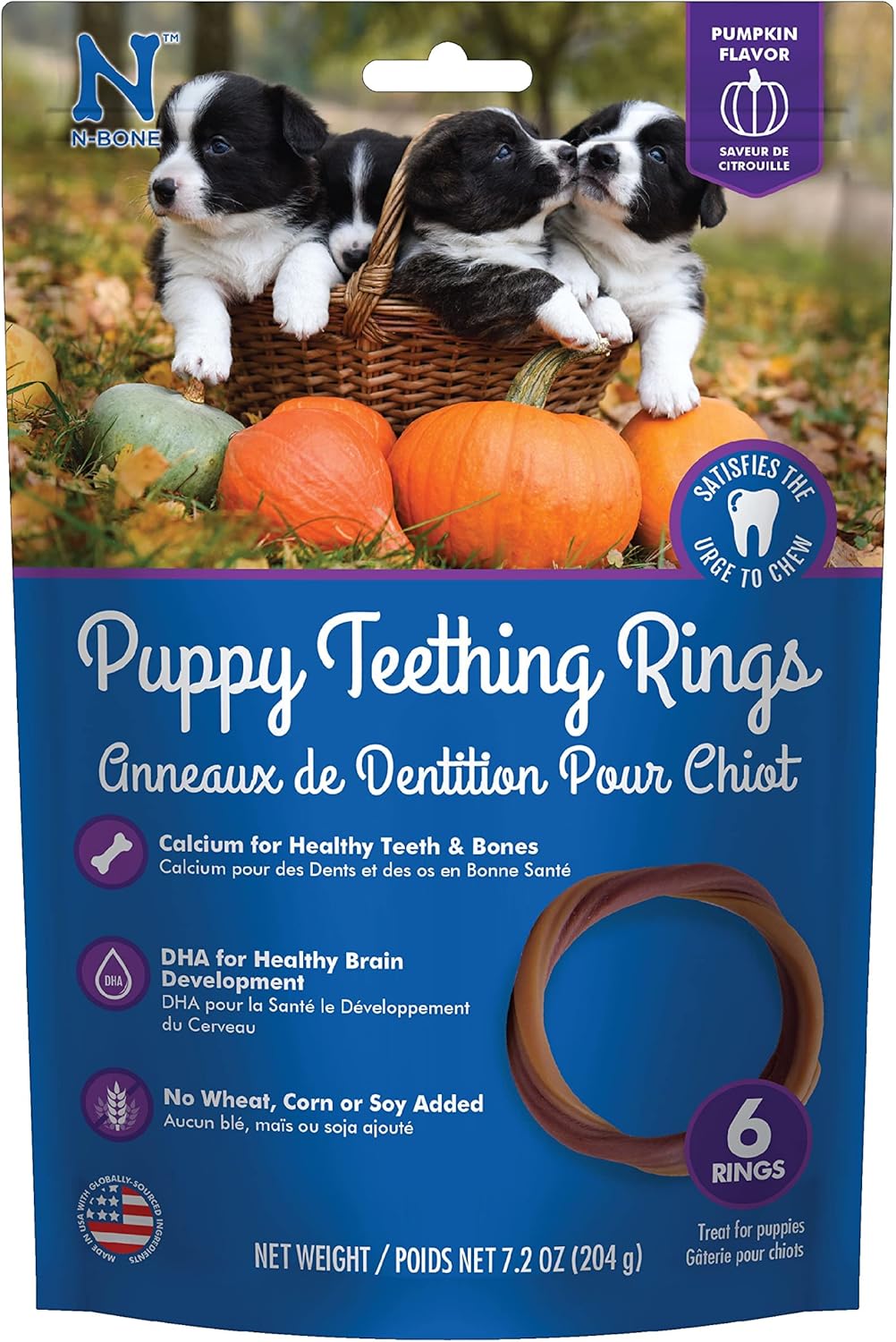 NBone Puppy Teething Ring Pumpkin Flavor 7.2 Oz/(6 Count)