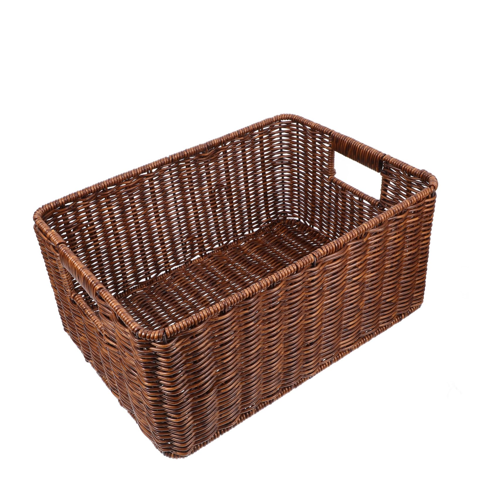 Imitation Rattan Storage Basket Storage Bins Woven Baskets for Storage Woven Newspaper Basket Rattan Magazine Basket Decorative Baskets for Shelves Desktop Woven Storage Bin Pp HOLIDYOYO