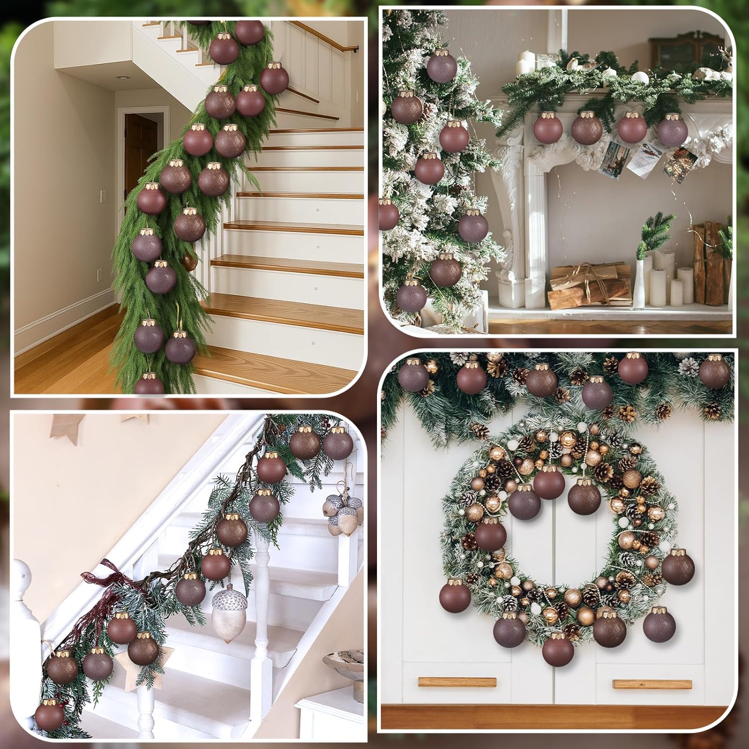 18 Pcs Neutral Christmas Ball Ornaments Brown Ornaments for Christmas Tree 2.58 in Plastic Vintage Textured Copper Antique Decorative Ball Decoration with Loop for Xmas Decoration - Image 4
