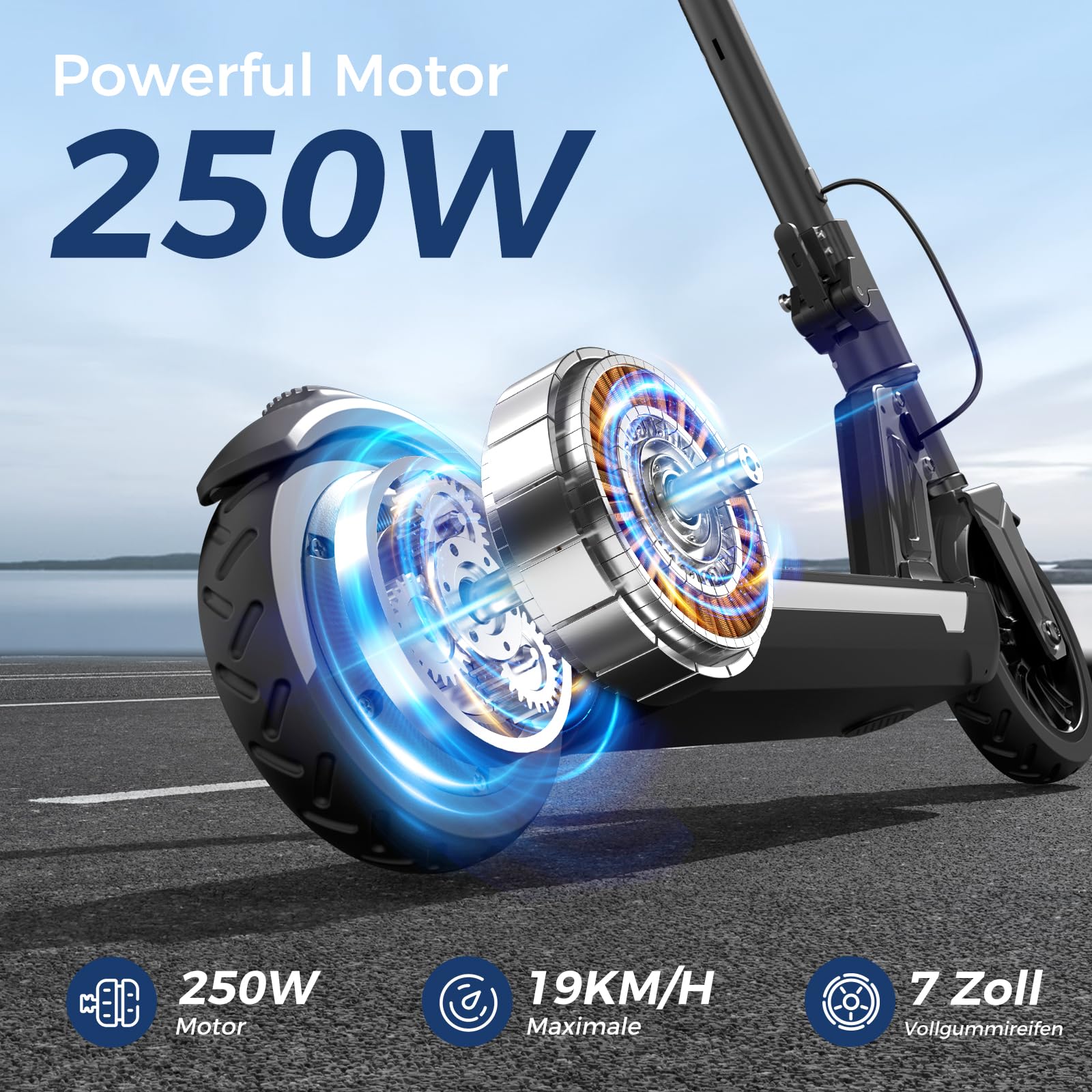 Kinder E-Scooter mit Musik & Licht, 250W Motor, Faltbarer E-Roller für Jugendliche 8-14 Jahre, 5,2Ah bis 16KM Reichweite & 3 Gänge, Duales Bremssystem, Max.80KG, Geschenk für Kinder und Jugendliche