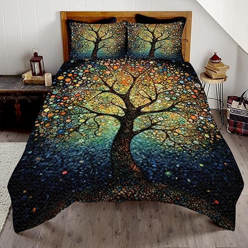 Juego de cama de árbol de la vida, diseño de árbol de la vida personalizado para niños y niñas, edredón de árbol de la vida, tamaño King Queen,