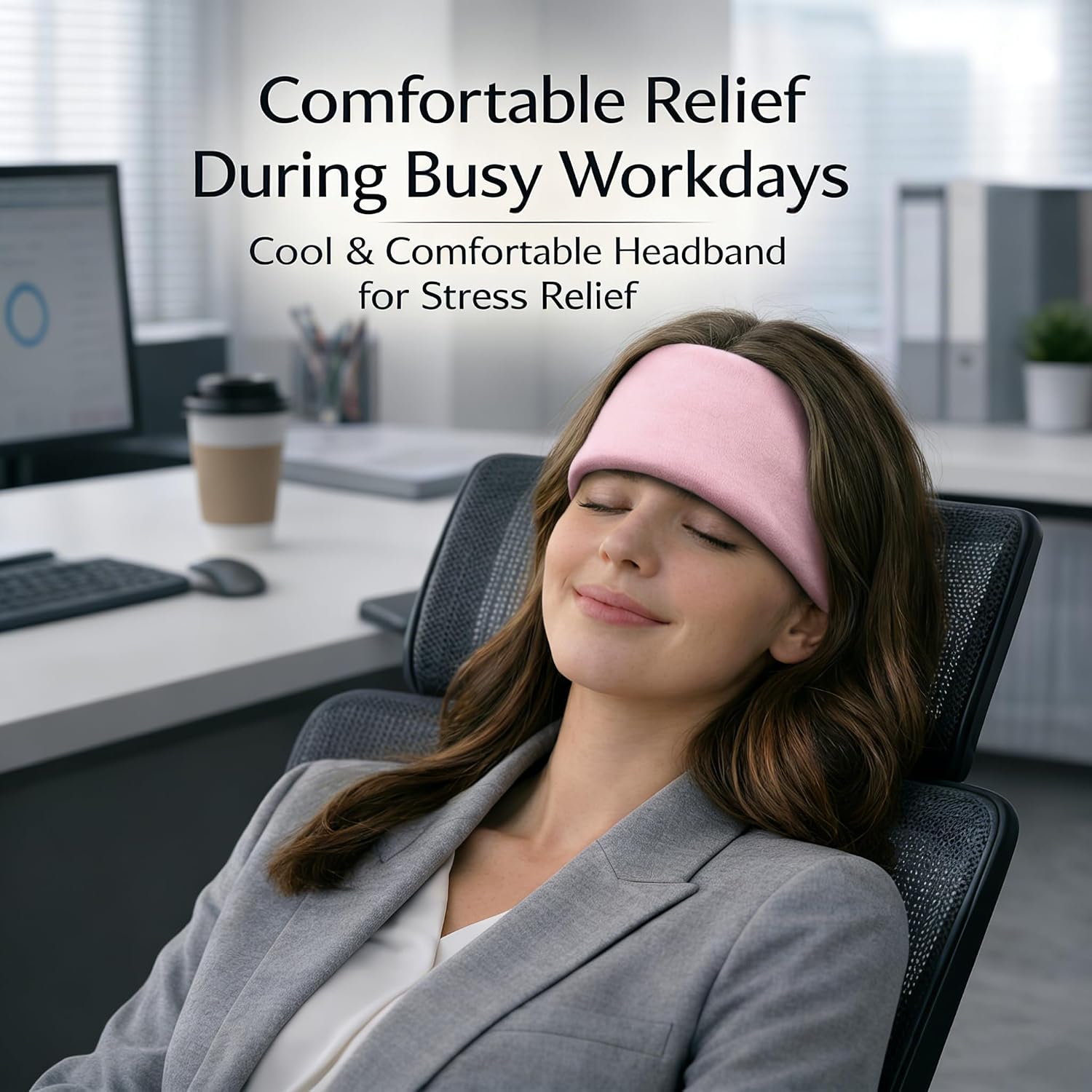 Crimmy Migraine Relief Cap, Headache Ice Pack Headband, Cold Face Eye Mask