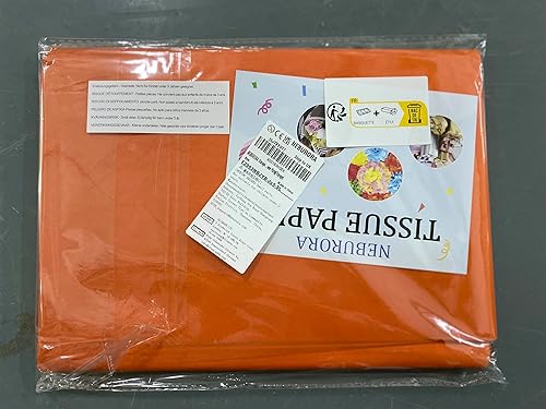 Miniatura 8 de NEBURORA Papel de seda naranja para bolsas de regalo, 60 hojas de papel de seda naranja a granel de 14 x 20 pulgadas, papel de embalaje naranja