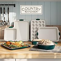Vista 3 de Country Kitchen Nonstick Stackable Bakeware Set - Heavy Duty, Durable, Easy Release Baking Set, Sage, 10 Pcs