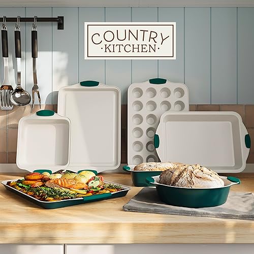 Miniatura 3 de Country Kitchen Nonstick Stackable Bakeware Set - Heavy Duty, Durable, Easy Release Baking Set, Sage, 10 Pcs