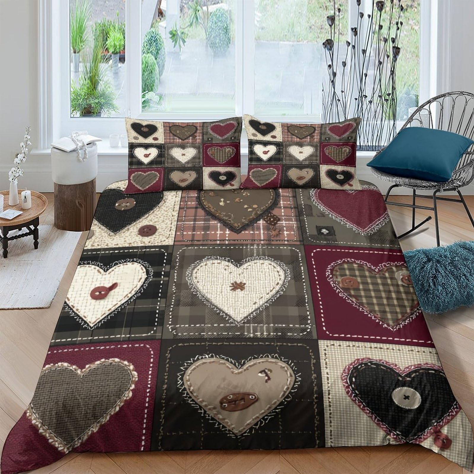 Ctjqhvkz Style-8 3D Printed Patchwork Heart Fitted Sheet Microfiber Soft Non-Slip Bed Cover For Bedroom Guest Room Decor, Machine Washable Single（135X200cm）