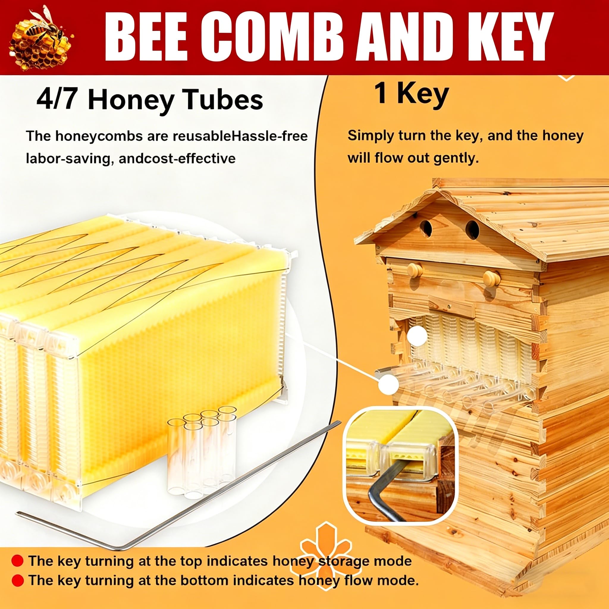 Kit de iniciación de colmena de abejas, recubierto de cera de abejas con marcos y base encerada, juego de caja automática de colmena para una fácil apicultura, completo para principiantes