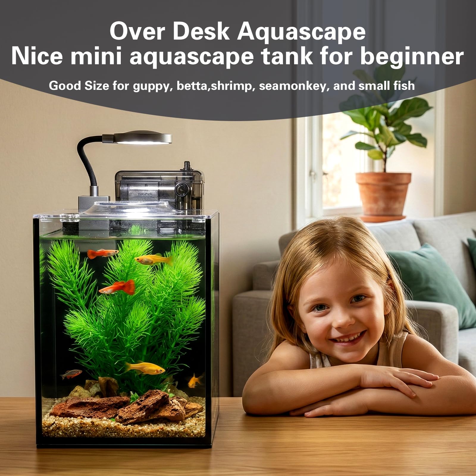 Kleines Desktop-Aquarium (schwarz, 4,5 l (komplettes Set))