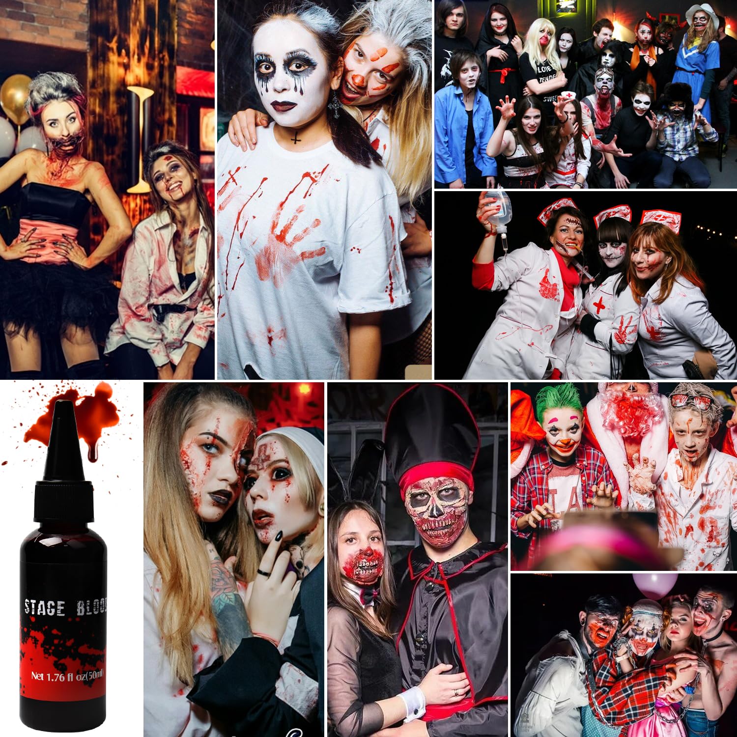 Halloween-Kunstblut Set (4 Teile) – Mit Plasma, Spray, Tropfblut & 8 Fake-Tattoos, Für Grusel-Make-up
