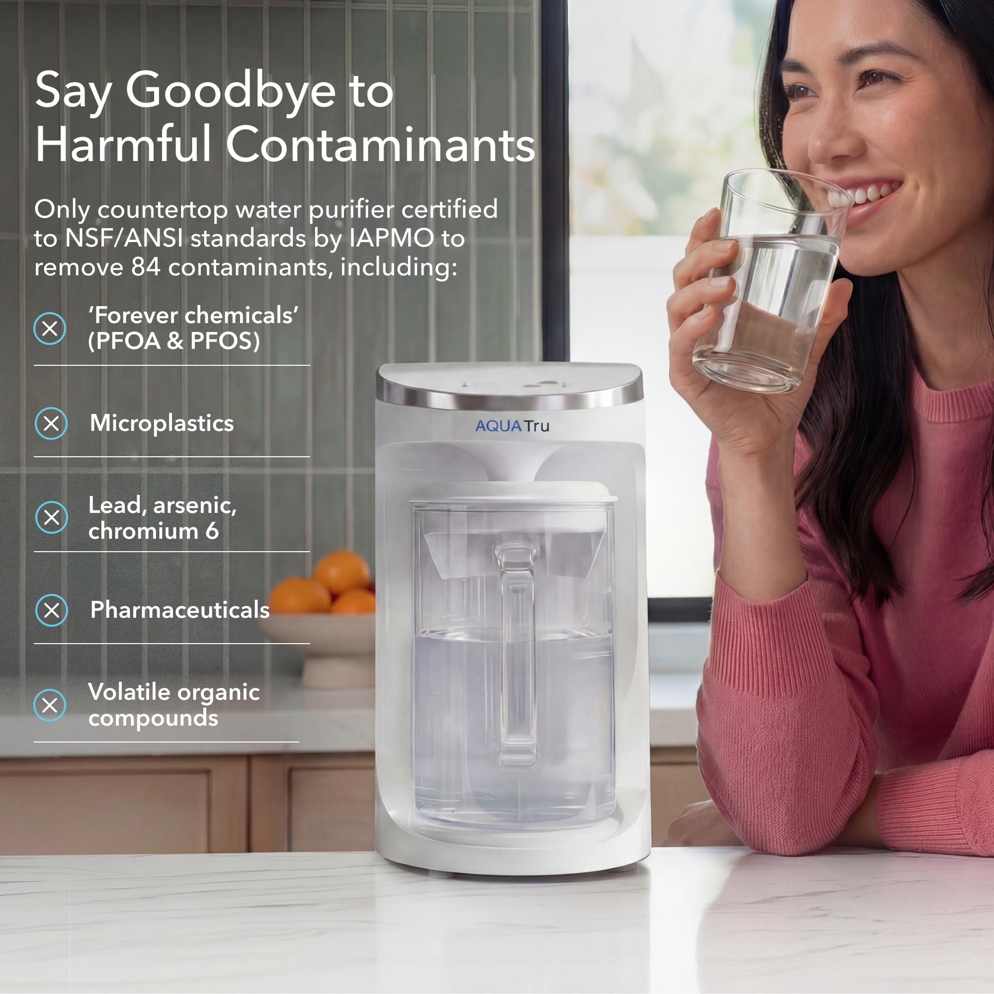 AQUA TRU Carafe | Purificador de agua de encimera para PFAS y otros contaminantes con exclusiva tecnología de ósmosis inversa de 4 etapas (no requiere fontanería ni instalación) | Sin BPA