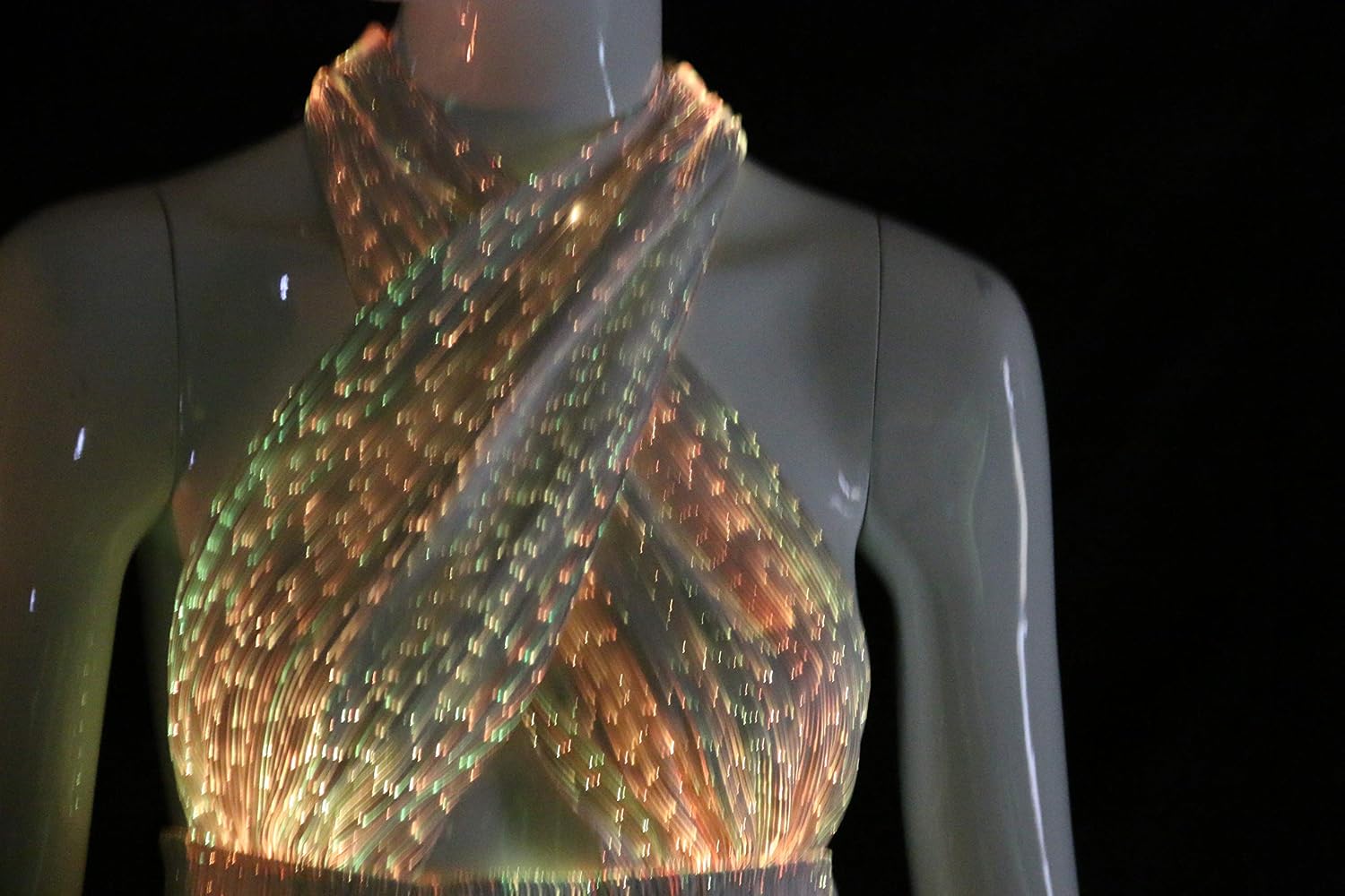 Fiber Optic Halter Top Light Up Sexy Tops Luminous Womens Fashion Tops,Mobile APP Control