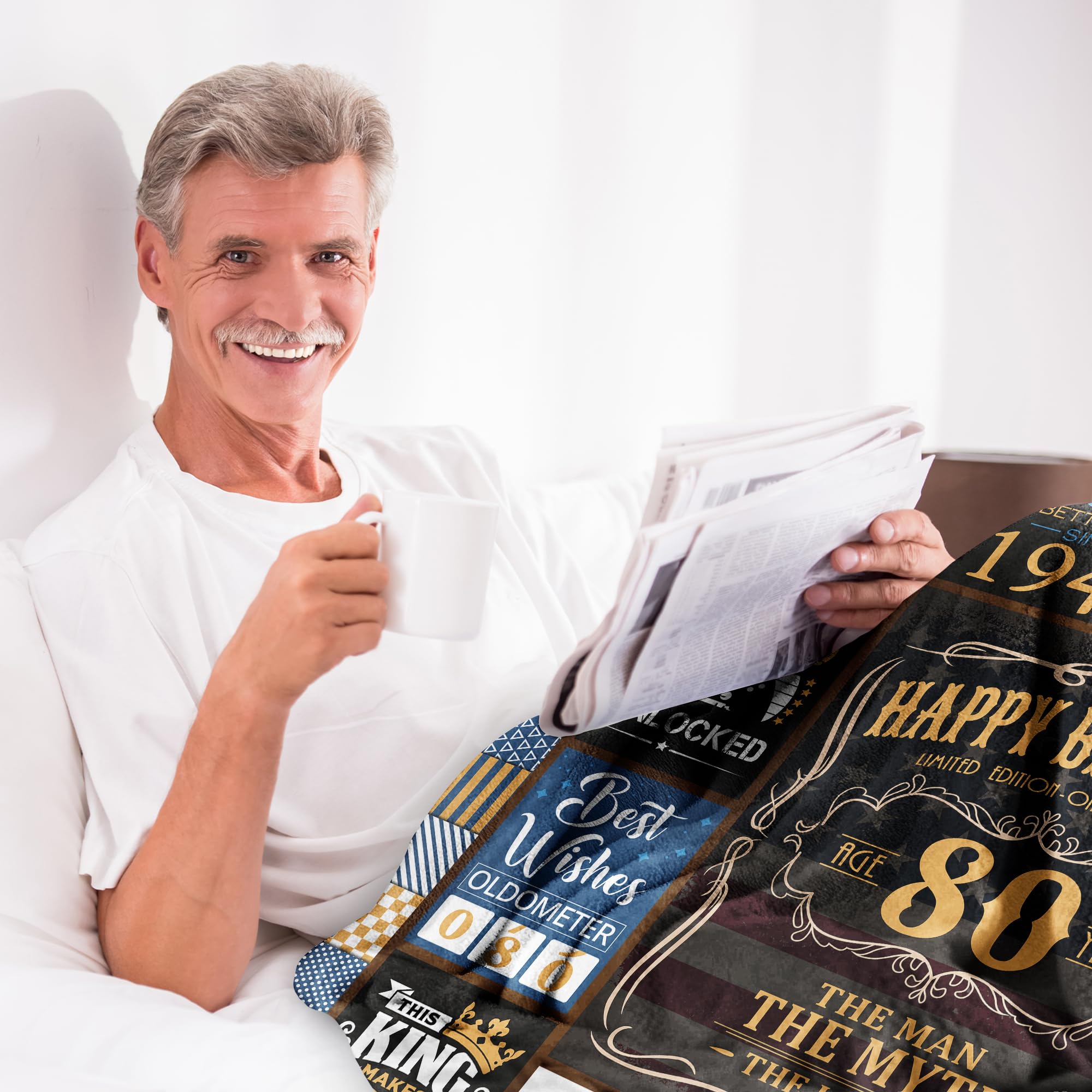 Regalo per l'80° compleanno, coperta tessuta personalizzata per