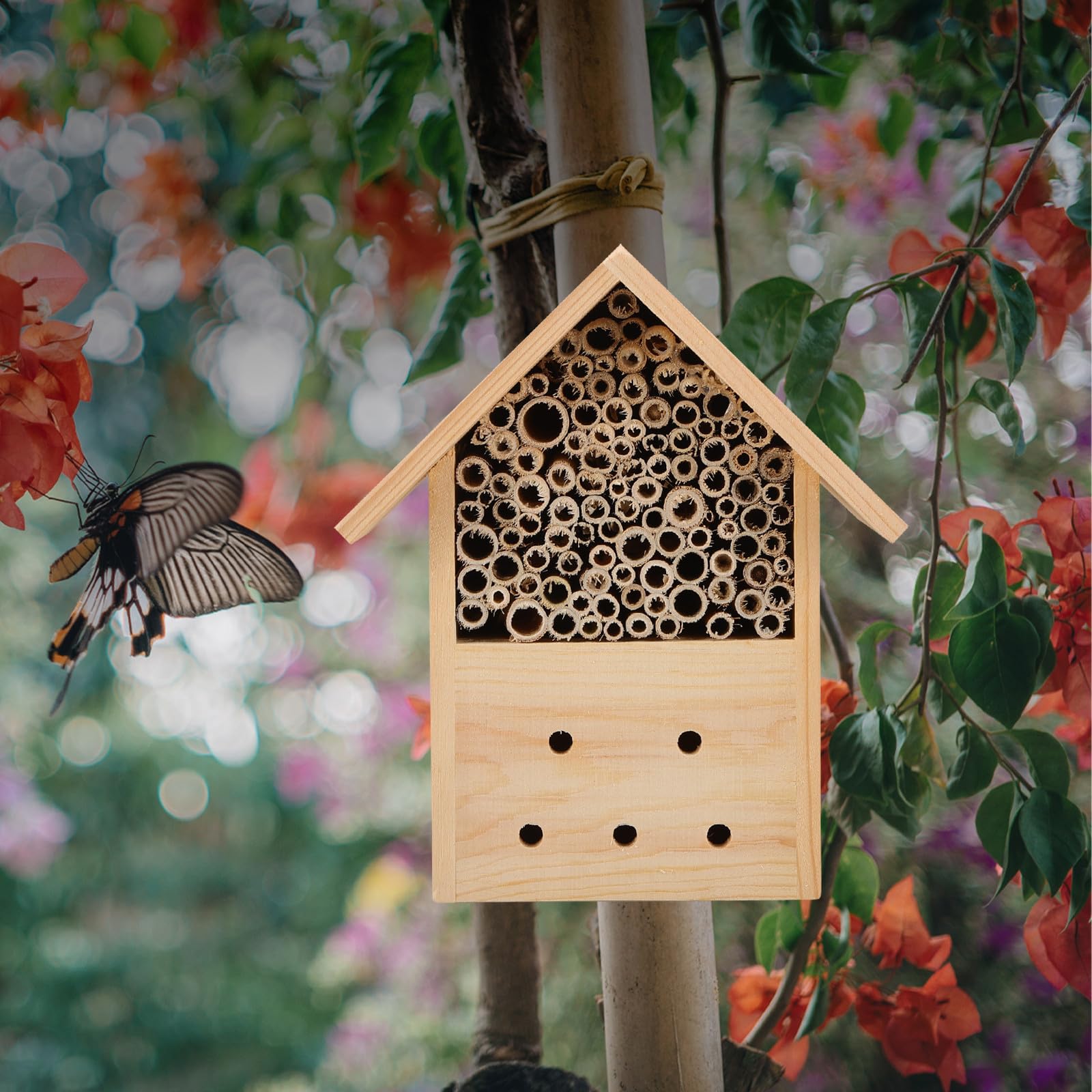 Holz Bienenhaus zum Hängen Witterungsbeständiger Bienenstock 22x6x24,5cm Natürlicher Lebensraum für Garten Bestäuber