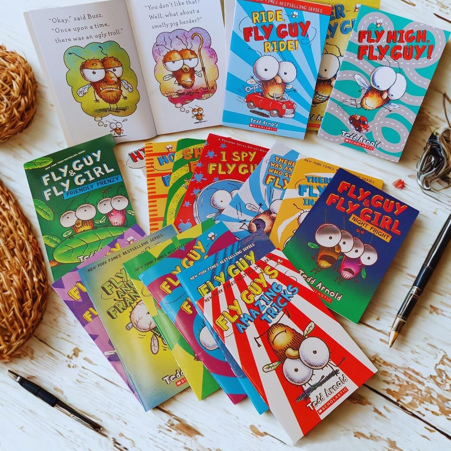 21 Pcs Fly Guy Books Paperback Complete Collection Series Set, Fun English Reading Series for Children Boys Girls