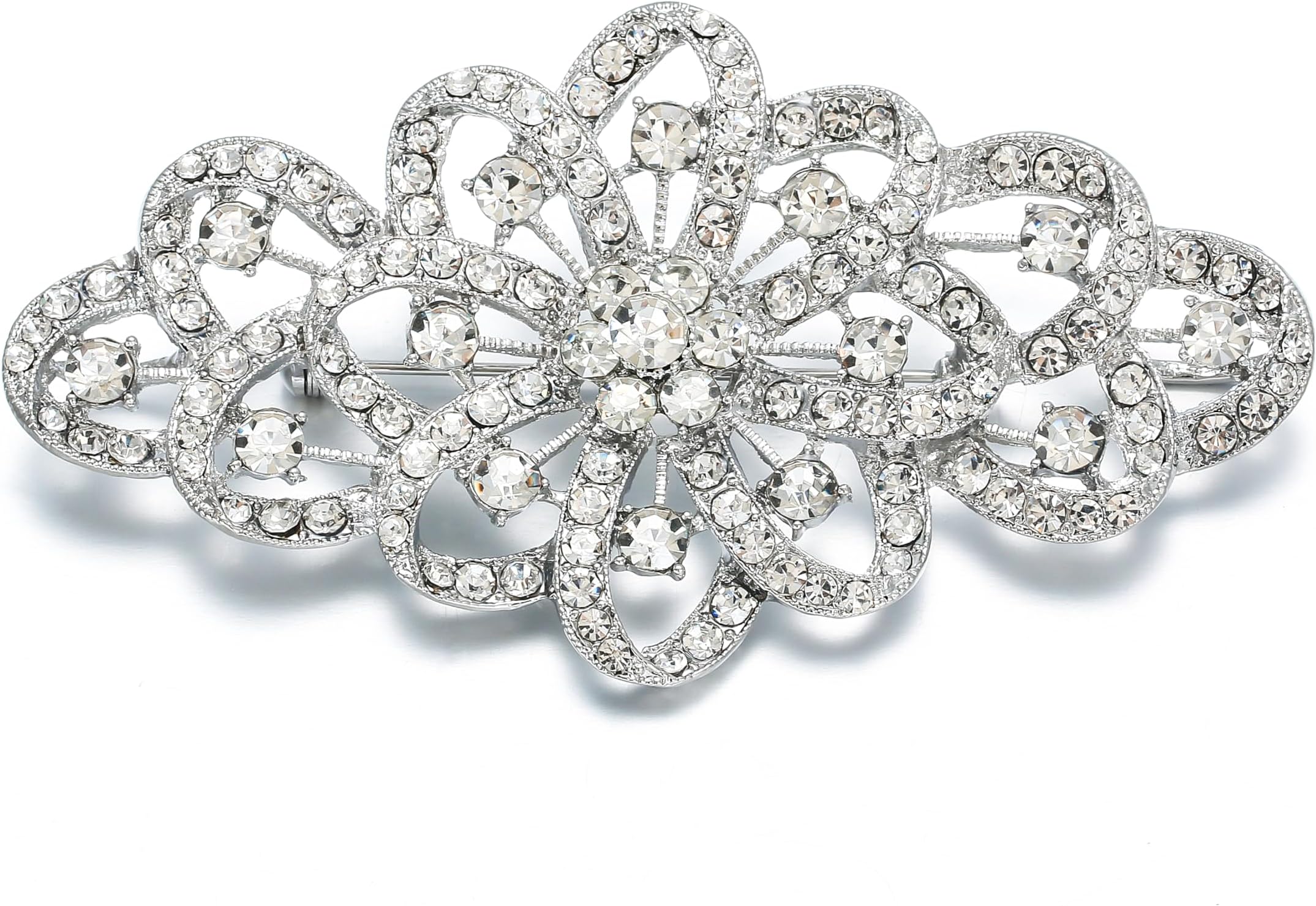 Austrian Crystal Flower Ribbon Bridal Brooch Wedding Prom Accessories for Women