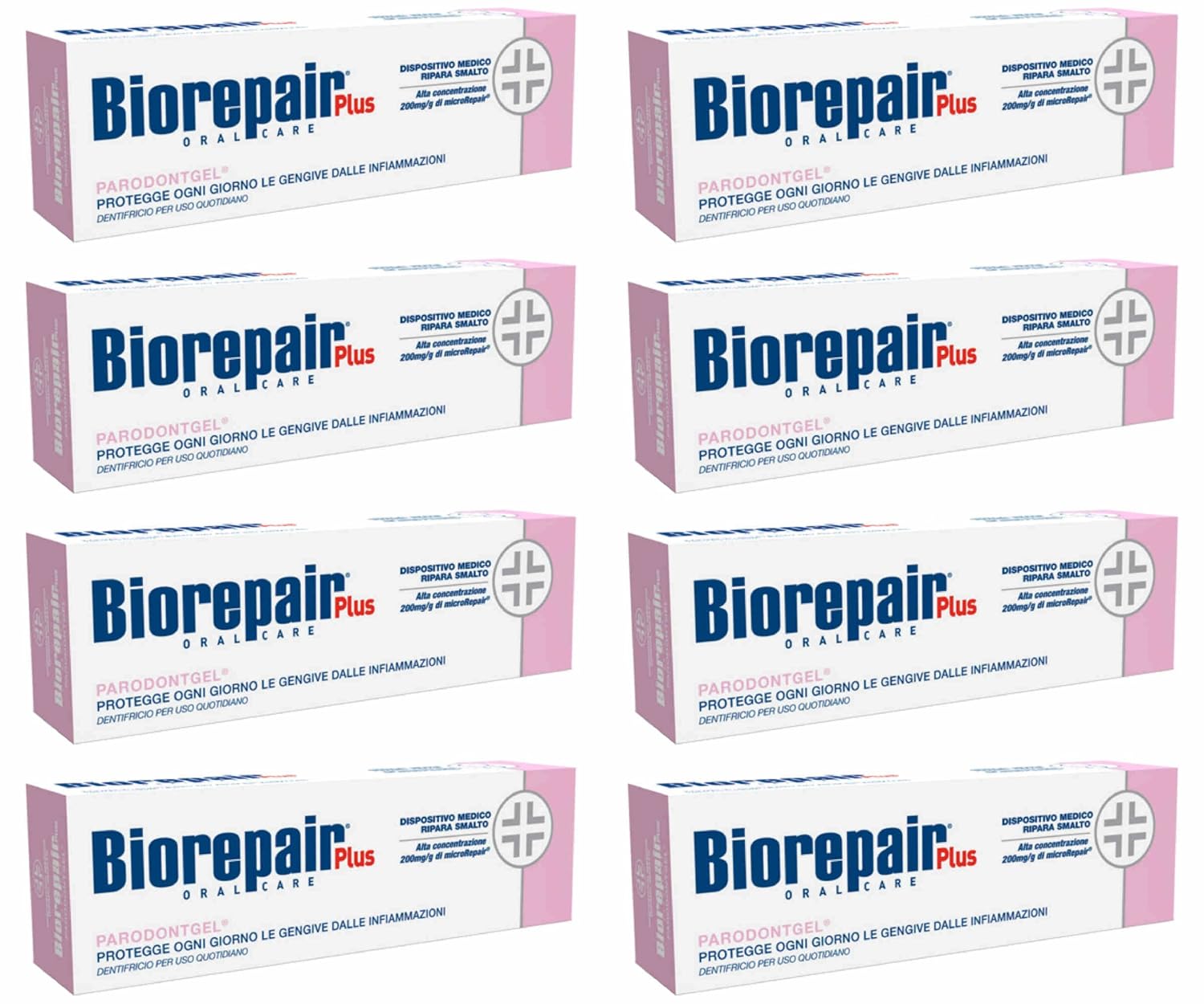 Biorepair Parodontgel Daily Toothpaste - 2 54 Fluid Ounces 75ml Tubes Pack of 8 Italian Import