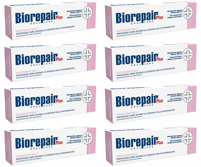 Biorepair Parodontgel Daily Toothpaste - 2 54 Fluid Ounces 75ml Tubes Pack of 8 Italian Import
