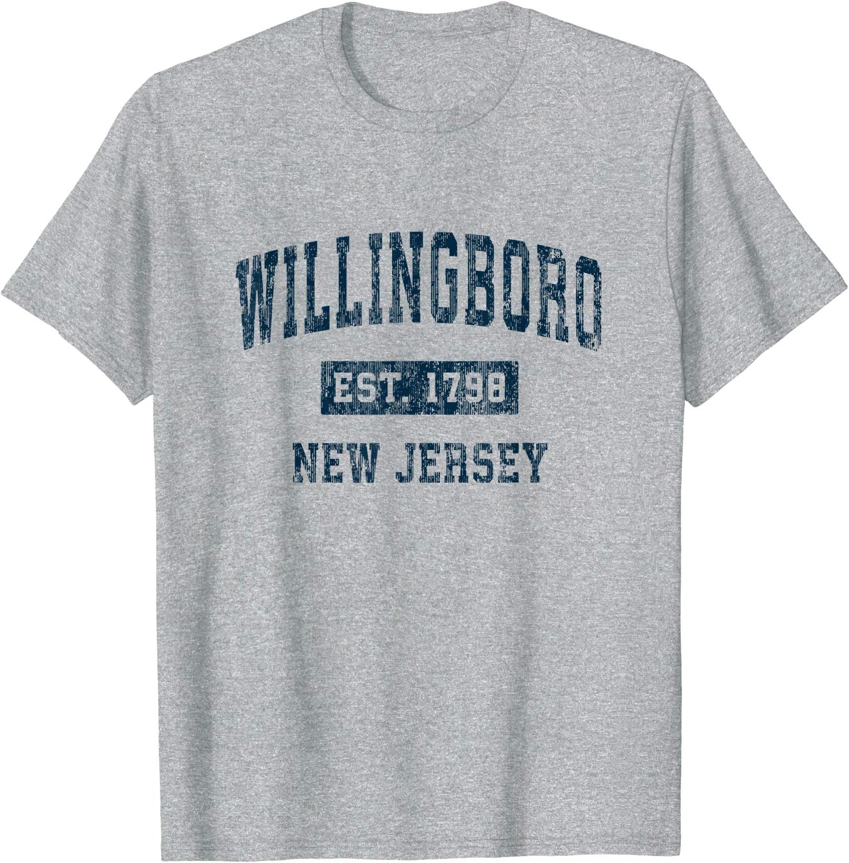 Willingboro NJ Retro T-Shirts & TeesWillingboro New Jersey NJ Vintage Sports Design Navy Print T-Shirt