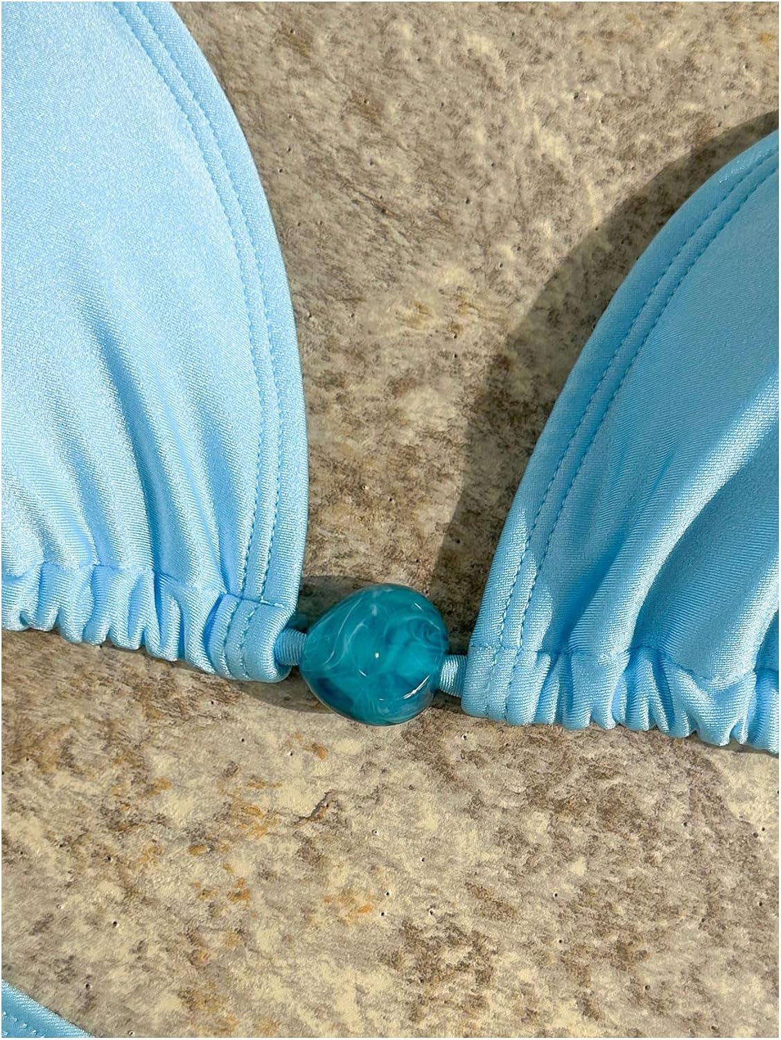 WDIRARA Women's Beaded Triangle Bikini Set Halter String Swimsuit 2 Piece Bathing Suit - Image 4