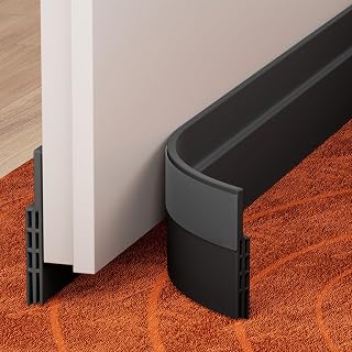 GroTheory 2-Pack 39" Silicone Under Door Draft Stopper - Blocks Drafts, Noise, Dust for Doors, Windows, Garage - Black Weather Seal