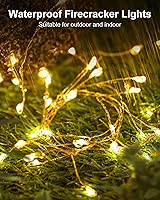 Vista 3 de Guirnalda de luces a pilas - Paquete de 4 guirnaldas parpadeantes impermeables con cable plateado de 5 pies y 60 LED, para coronas, bodas, Blanco