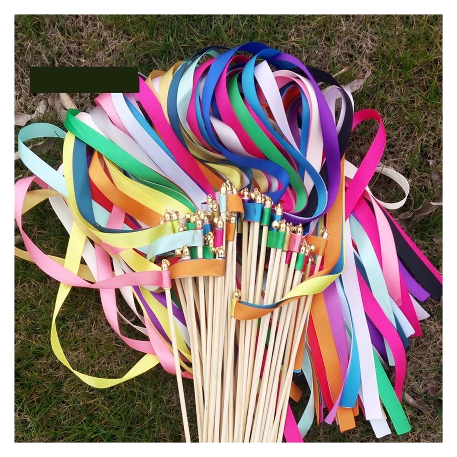 Walciki ślubne z wstążkami, Różdżki ślubne ze złotymi dzwoneczkami 20 lub 50 sztuk, wielokolorowe(50pcs)