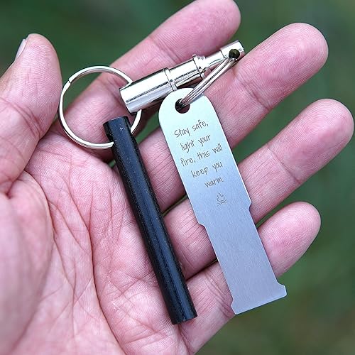 Miniatura 9 de FERROFIRE KF525 - Llavero de auto con barra de ferro de 2.5 pulgadas de largo y golpeador para acampar de emergencia EDC (paquete de 2)