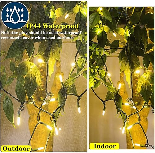 Miniatura 3 de Guirnalda de 60 luces LED de color blanco cálido parpadeante para enchufar, 15 de 60 luces parpadeantes, conecta hasta 45 juegos, certificado UL, 22