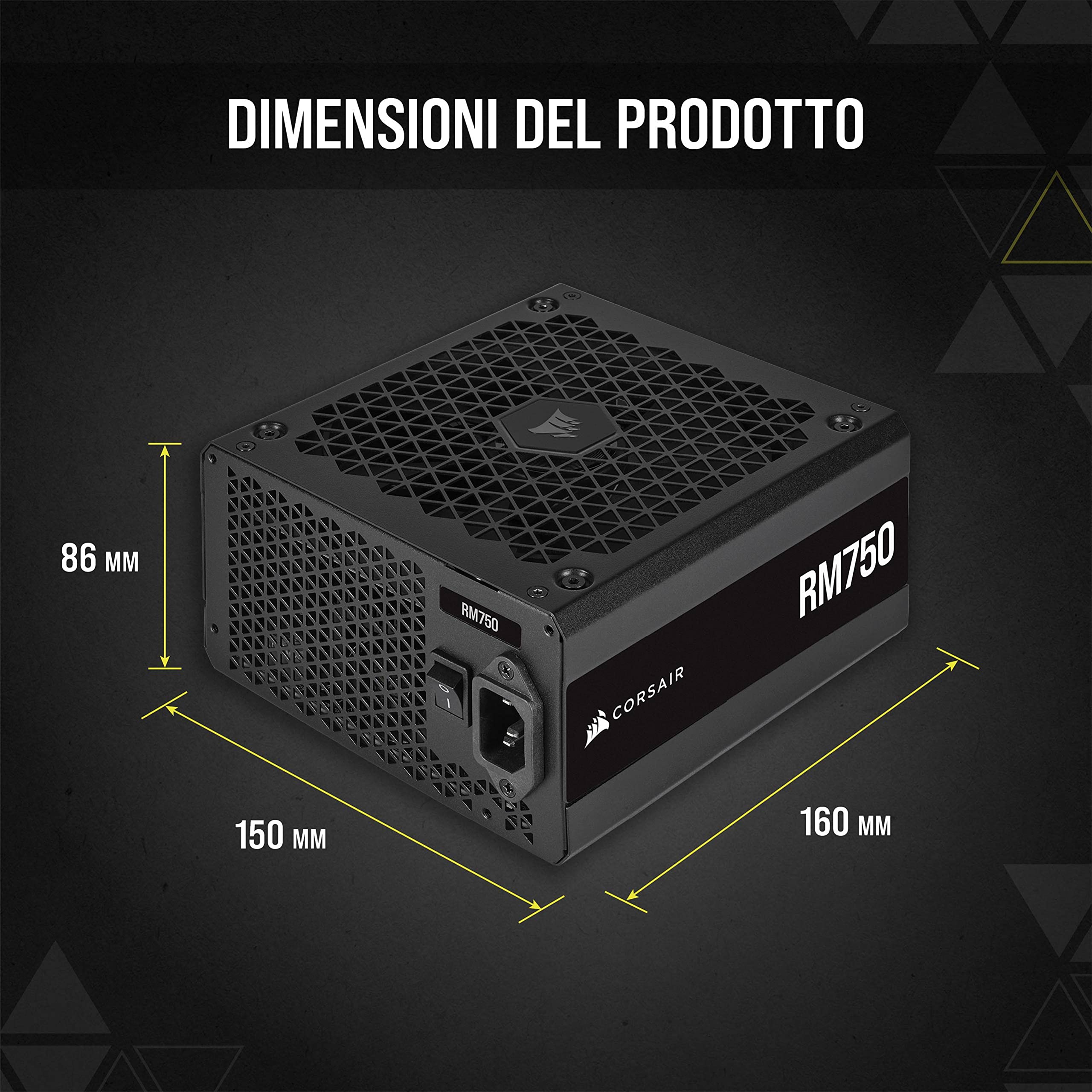 Corsair RM750 (2021), RM Serie, 750 Watt 80 Plus Gold Alimentatore ATX Interamente Modulare (Connettori EPS12V Tre, Bassa Rumorosità, Modalità Zero RPM, Condensatori con Rating a 105 ºC) Nero