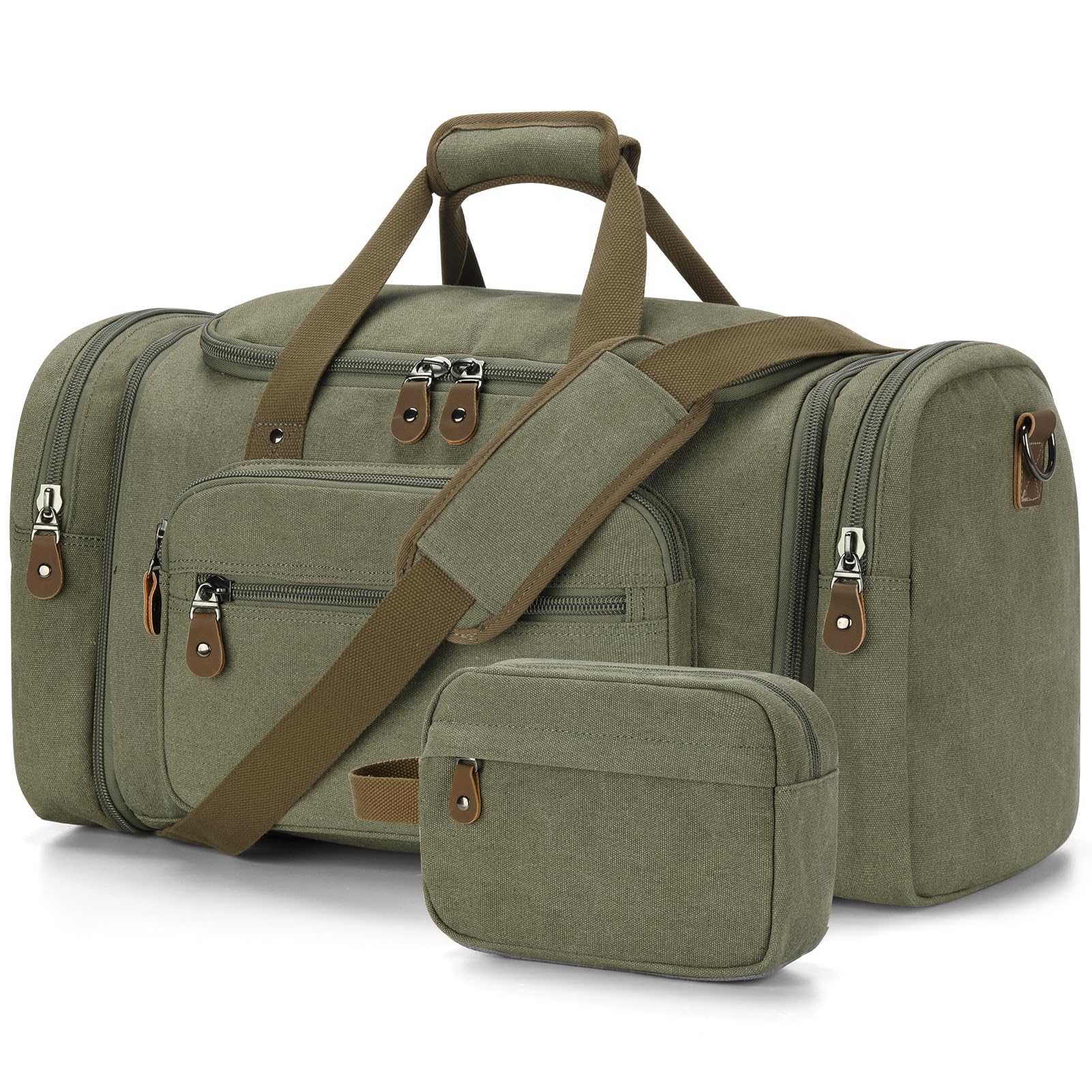 Gonex Canvas Duffle Bag, Expandable 60L Travel Overnight Weekender Bag
