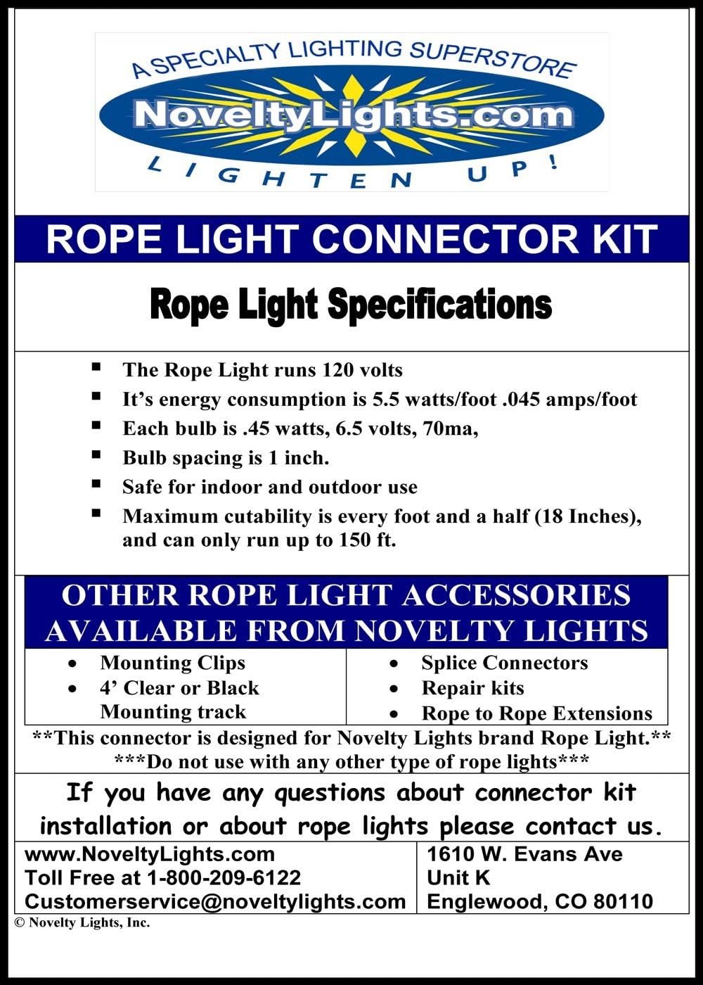 Novelty Lights RL-PI-150-SP Incandescent Rope Light Spool, 150', Custom Cuttable, 1/2" Diameter, 120 Volt