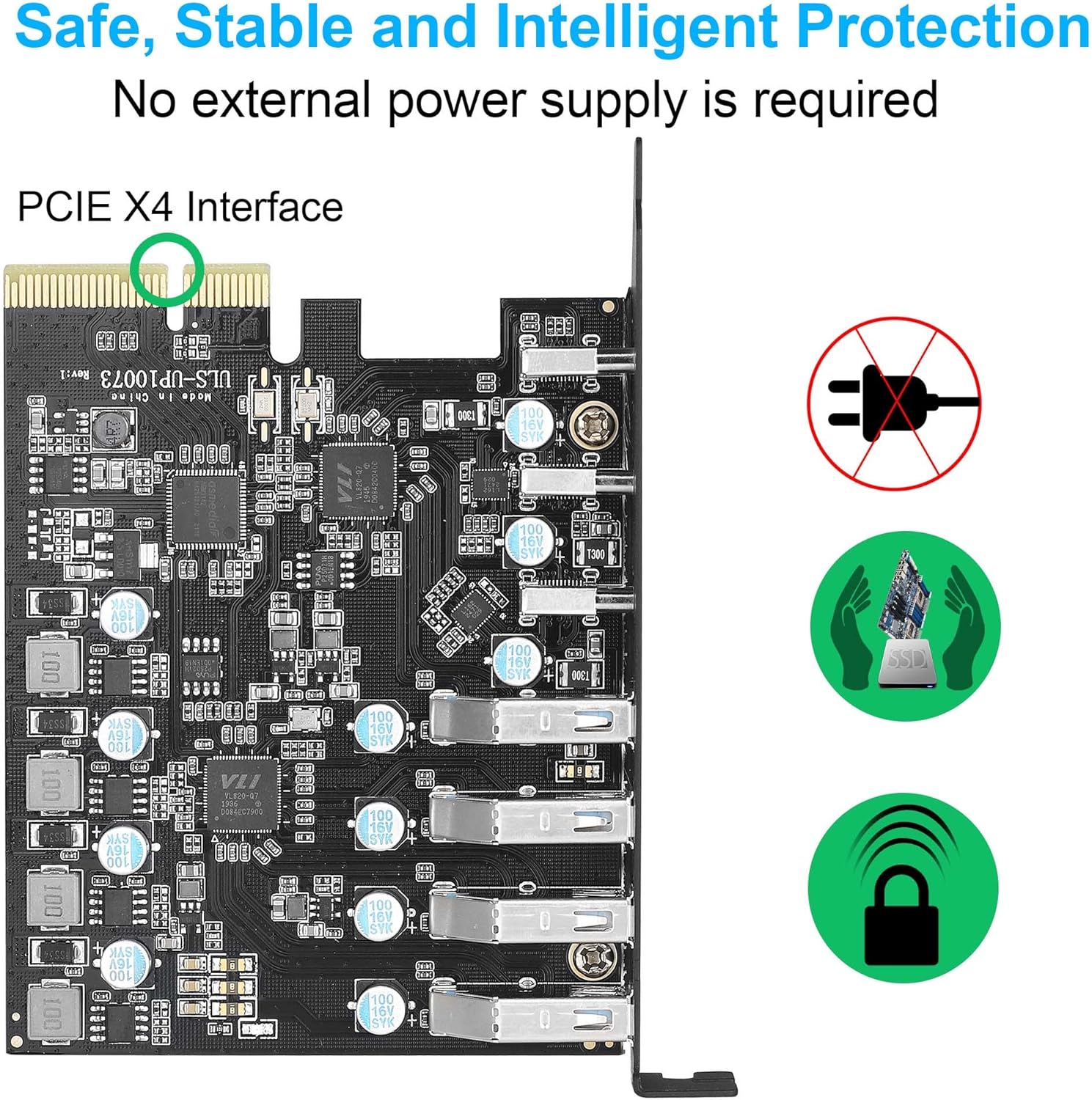 Sinefine 10Gbps PCIe USB 3.2/3.1 Gen 2 Card 7 Ports (3X Type USB C - 4 USB A) Expansion Card PCIe Card