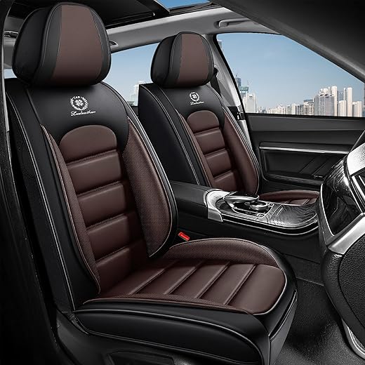 Breathable Brown Faux Leather Seat Covers
