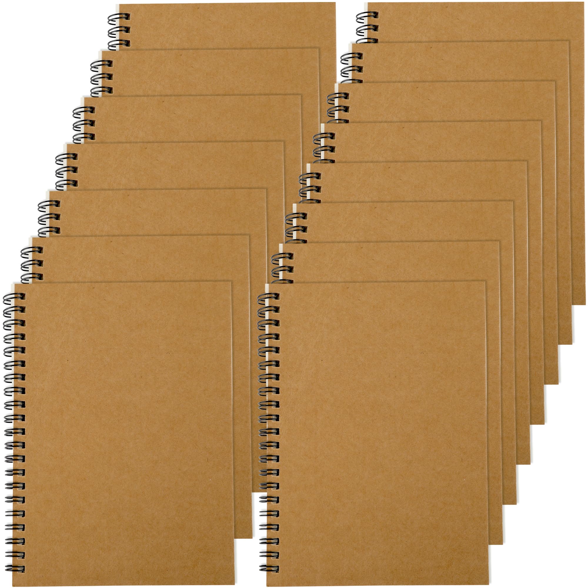 Lot de 15 carnets à spirales vierges en papier kraft marron pour bureau, étudiant, école, écriture, dessin, 100 pages, 50 feuilles, 13 x 19 cm