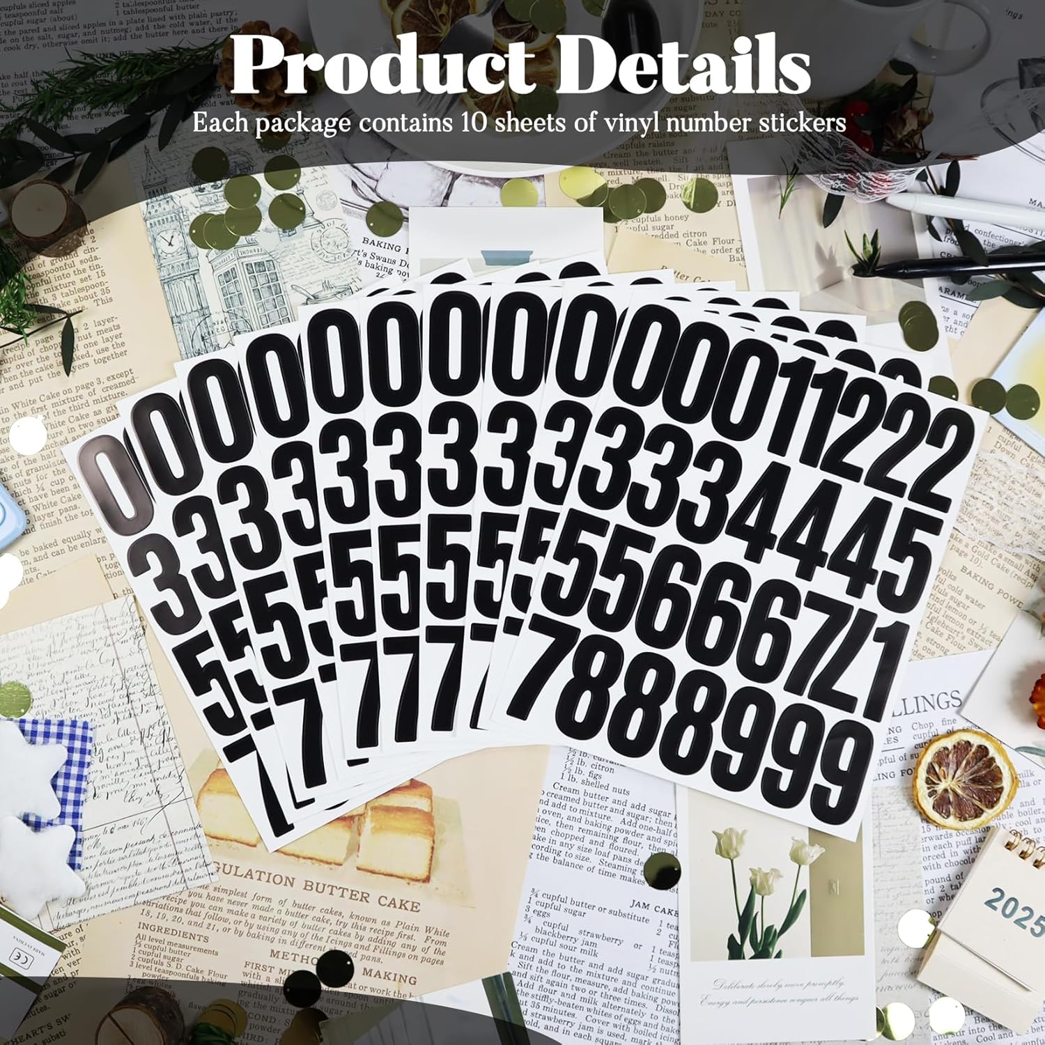 280 Large Number Stickers, 10 Sheets 2 Inch Self-Adhesive Vinyl 0-9 Decals for Mailbox, Doors, Trucks, Classroom Decor and Outdoors, Black