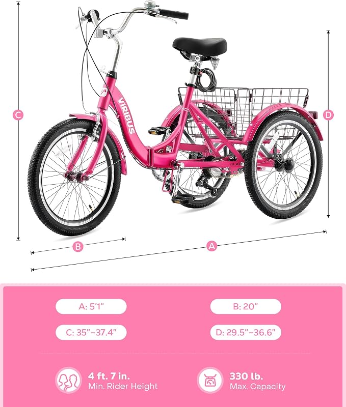Triciclo Plegable para Adultos 20 Pulgadas 7 Velocidades miniatura 7