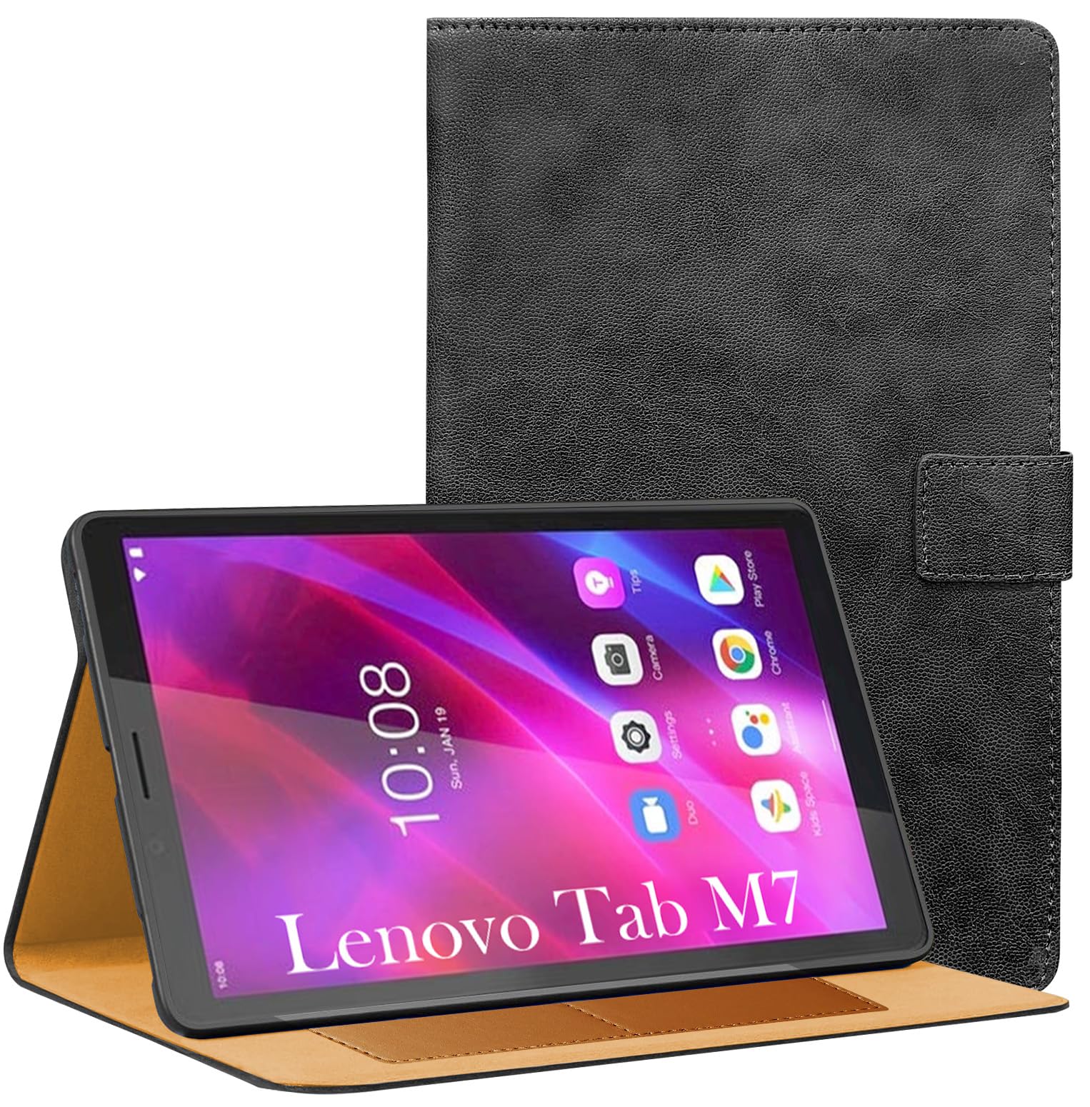 Jkobi Flip Cover Folio Cover for Lenovo Tab M7 7 Inch TB-7305F/7305X/7305I (PU Leather | Multi-Angle Smart Stand | Card Storage Slots | Silicone Back Pouch)-image-39