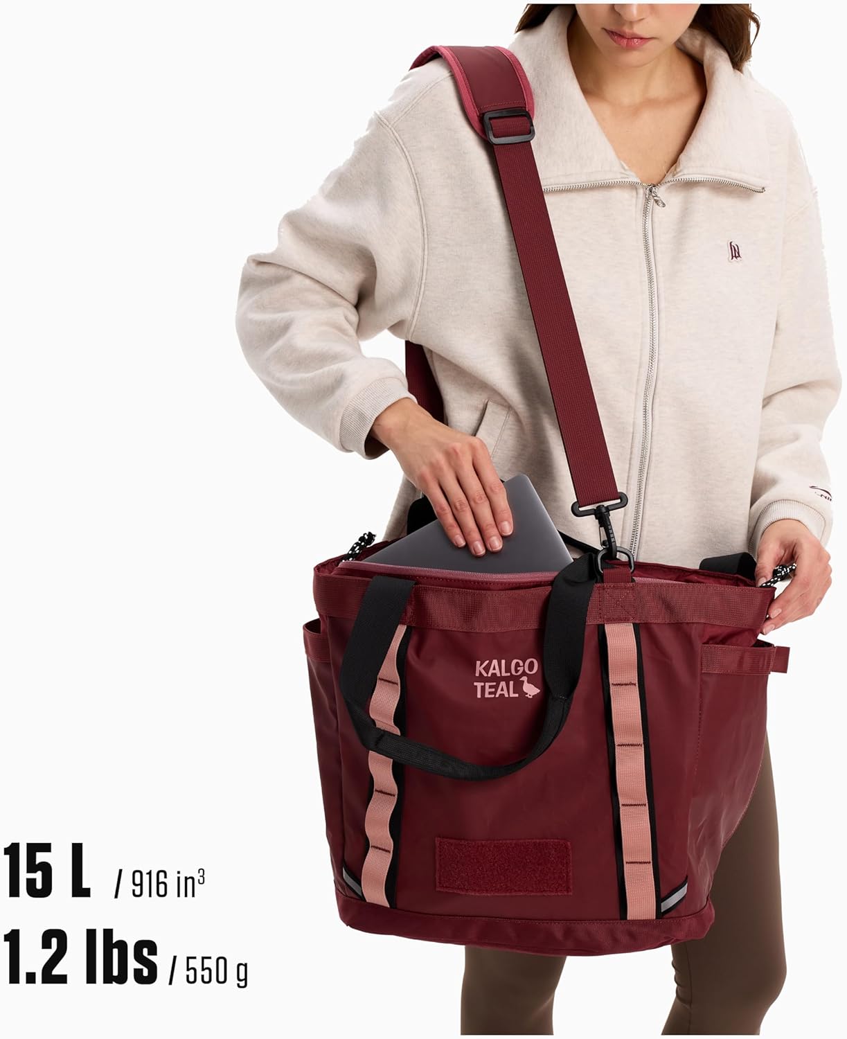 Utility Tote 15L, Over Shoulder & Crossbody Carry, Water Repellent, Full Zip, Laptop Sleeve - Image 2