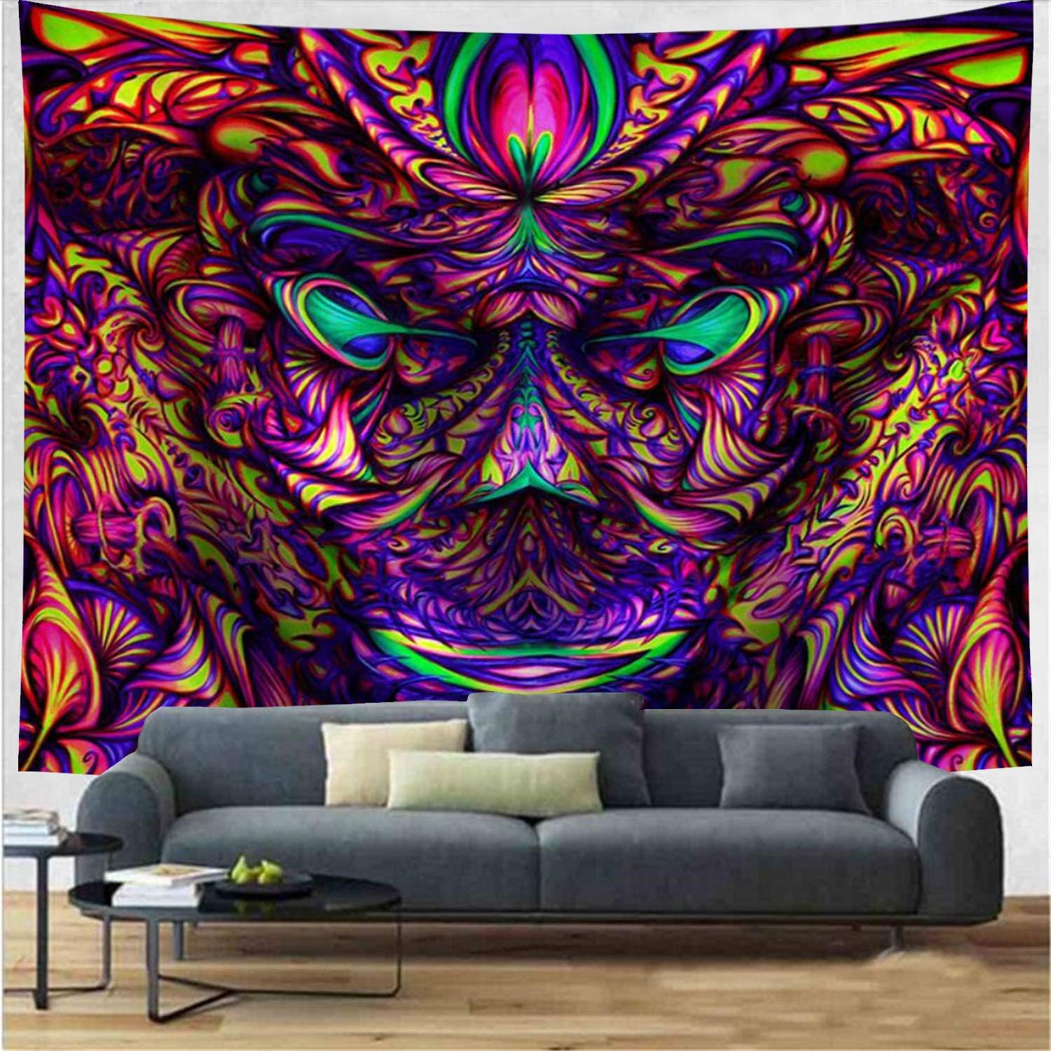 Maccyafst Psychedelic Tapestry Abstract Arabesque Mysterious Tapestries Fantasy Vision Monster Tapestries Wall Hanging for Meditation Bedroom Living Room Decor