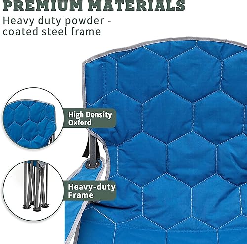 Miniatura 5 de SUNNYFEEL Silla de campamento XXL de gran tamaño, resistente, 500 libras, para personas grandes y altas de más de 6 pies 4 pulgadas, acolchada,