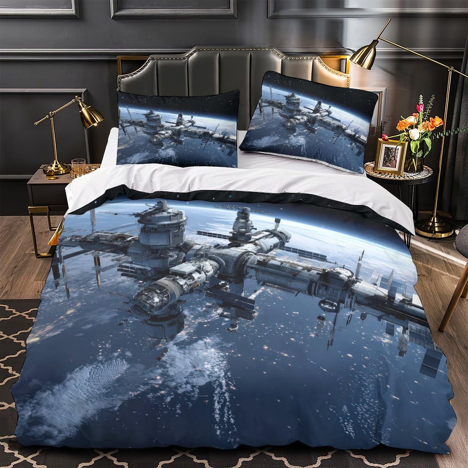 Housse de couette fusée spatiale 3D parure de lit microfibre 200x200 cm