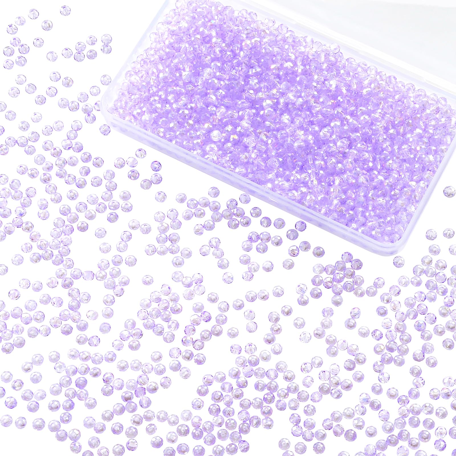 Laopottbeads 1200Pcs 4mm Crystal Glass Beads for Jewelry Making Beads for Bracelets Necklace Pendants Making Supplies(Light Purple)